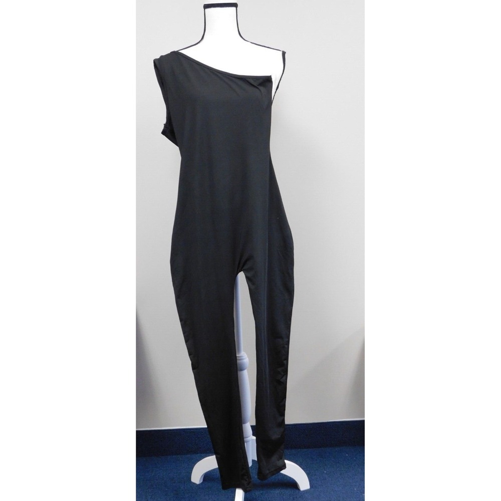 SHEIN Women's Black One Shoulder Straight  Leg‎ Jumpsuit  Medium
